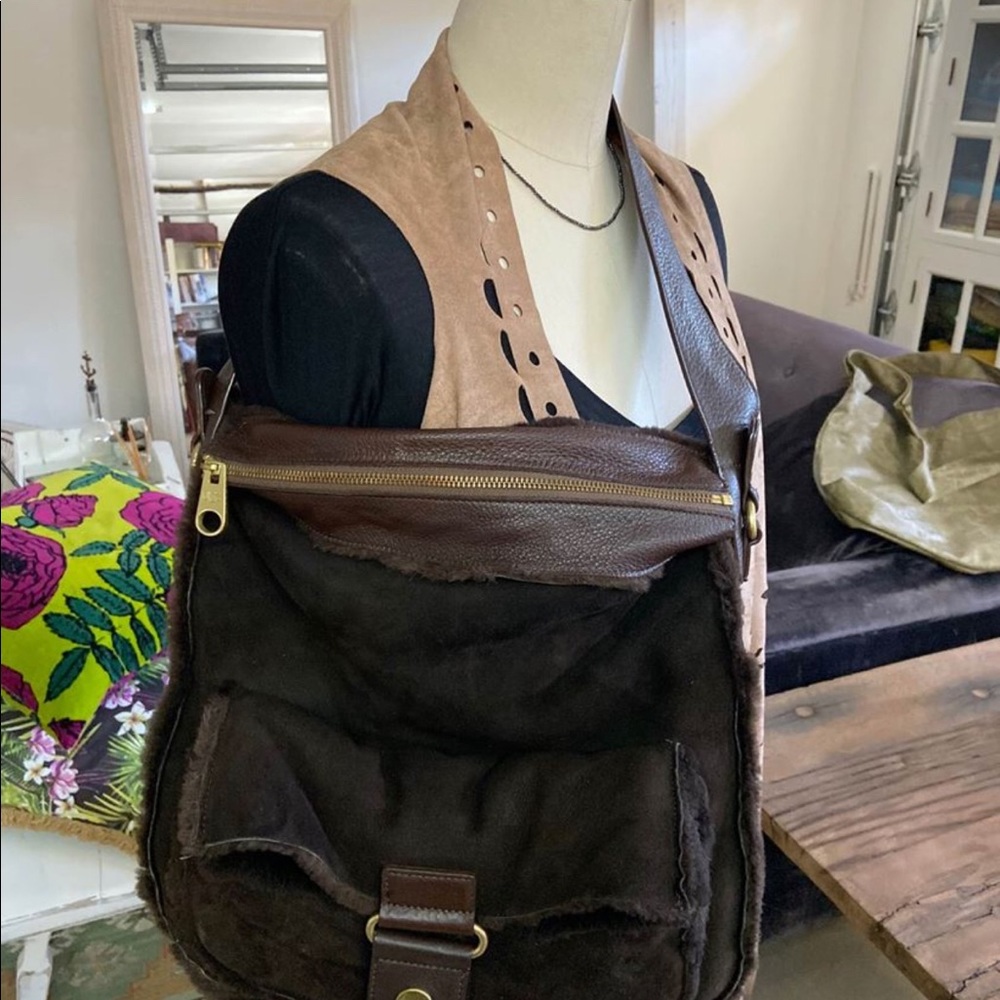 Ugg Fur Lined Leather Bag